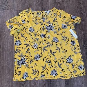 NWT Yellow/Black Floral Top